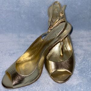 Aldo Gold Slingback Peep Toe Heel